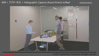 © 2021 Toyota Motor Corporation. All rights reserved.
ARR + アバター先生 + Holographic Capture (Azure Kinect) w/Real HoloPortation
 