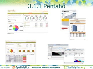3.1.1 Pentaho




06/10/2009    Geospatial Business Intelligence   13
 