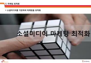 5. 마케팅 최적화


 소셜미디어를 기반하여 마케팅을 최적화




       소셜미디어 마케팅 최적화
 