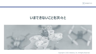 いまできないことを次々と
Copyright © 2021 iRobotics, Inc. All Rights Reserved.
 