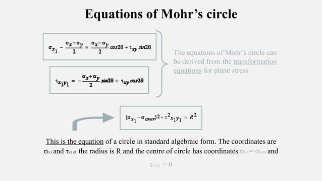 Principal Planes and Principal Stresses, Mohr's Circle Method | PPTX ...