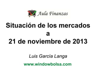 Situación de los mercados
a
21 de noviembre de 2013
Luis García Langa
www.windowbolsa.com

 