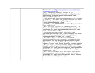 Ciencia. Retrieved from http://centros5.pntic.mec.es/ies.victoria.kent/Rincon- C/Curiosid/Rc-28/RC-28.htm 
 Física 2a. Ed. Author Tipler, Paul A Call Number 530 T475 PublisherEditionPublishing Date1983Holdings 22 copias disponibles en José Celestino Mutis, José Acevedo y Gomez, Duitama, Popayán, Ibagué, Chiquinquirá, Pitalito, y Zipaquirá. 
 Física Author Resnick, Robert Editor:Continental,Fecha de pub:1984.Páginas:2 v. ; v.1: 625 p. v.2: 646 p. Info de item: 15 copias disponibles en José Celestino Mutis, Pasto, Barranquilla, Facatativá, Vélez, y Zipaquirá. 
 Física Author Sears, Francis W. Fecha de pub:1970Páginas:1134p.ISBN:8403202601 Info de item: 3 copias disponibles en Pasto, Ibagué, y Boavita. 
 Física : para ciencias e ingenierías 6 ed. Author Serway, Raymond A. Call Number 530.1 S279 PublisherEditionPublishing Date2001Holdings 39 copias disponibles en José Celestino Mutis, Bucaramanga, Medellín, Neiva, Ibagué, Turbo, La Dorada, Pitalito, y La Plata 
 Fisica general Author Sears , Francis W Editor:Aguilar,Fecha de pub:1979.Páginas:1056 p. Info de item: 17 copias disponibles en José Celestino Mutis, Pasto, Bucaramanga, Medellín, Duitama, Barranquilla, Boavita, Chiquinquirá, Facatativá, La Dorada, Vélez, y Zipaquirá. 
 Física I Author Quiroga Ch., Jorge E. Call Number 043-0017 PublisherEditionPublishing Date1986Holdings 98 copias disponibles en José Celestino Mutis, Santa Marta, Bucaramanga, Medellín, Palmira, Sogamoso, Málaga, Guajira, Popayán, Turbo, Arbeláez, Barranquilla, Boavita, Chiquinquirá, Facatativá, La Dorada, Pitalito, Santander de Quilichao, Valledupar, y Zipaquirá 
 Física para ciencias e ingenierías Author Gettys, W. Edward Editor:McGraw- Hill,Fecha de pub:2005.Páginas:2 T.ISBN:9701048938 Info de item: 38 copias disponibles en José Celestino Mutis, Pasto, Santa Marta, Acacías, Bucaramanga, Medellín, Sogamoso, Neiva, Málaga, Sahagún, Pereira, Duitama, Popayán, Girardot, Turbo, y Yopal. 
 Física / Marcelo Alonso Author Alonso, Marcelo Editor:Addison- Wesley Iberoamericana ,Fecha de pub:1986.Páginas:3 v. Info de item: 71 copias disponibles en José Celestino Mutis, Pasto, Santa Marta, Medellín, Sogamoso, Duitama, Valledupar, Vélez, Zipaquirá, y Tunja. 
 