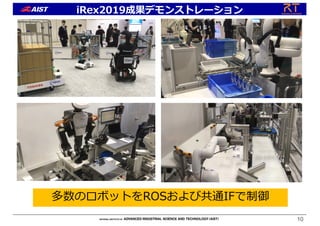 iRex2019成果デモンストレーション
10
多数のロボットをROSおよび共通IFで制御
 