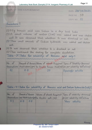 Md.
Imran
Nur
Manik
Md.
Imran
Nur
Manik
Page 11
Page 11
Laboratory Note Book (Sample):2114: Inorganic Pharmacy-II Lab
Page 11
Laboratory Note Book (Sample):2114: Inorganic Pharmacy-II Lab
Prepared By: Md Tariqul Islam
ID: 05200101691
 