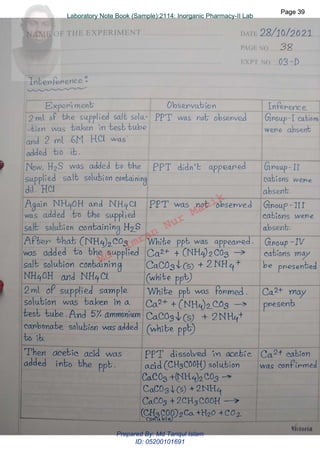 Md.
Imran
Nur
Manik
Md.
Imran
Nur
Manik
Page 39
Page 39
Laboratory Note Book (Sample):2114: Inorganic Pharmacy-II Lab
Page 39
Laboratory Note Book (Sample):2114: Inorganic Pharmacy-II Lab
Prepared By: Md Tariqul Islam
ID: 05200101691
 