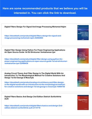 Digital Filters Design For Signal And Image Processing Momamed Najim | PDF