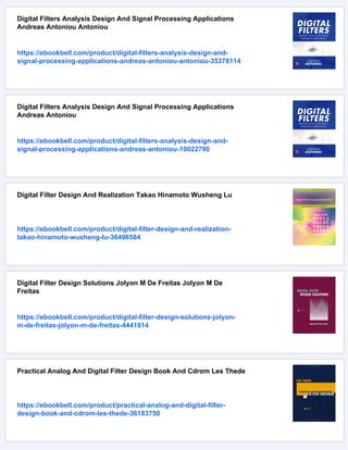 Digital Filters Design For Signal And Image Processing Momamed Najim | PDF