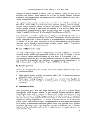 The Use of Cognitive Reading Strategies to Enhance EFL Students ...