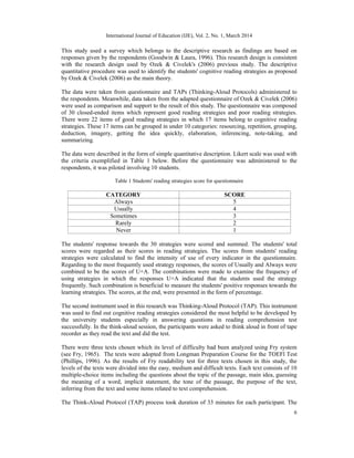 The Use of Cognitive Reading Strategies to Enhance EFL Students ...