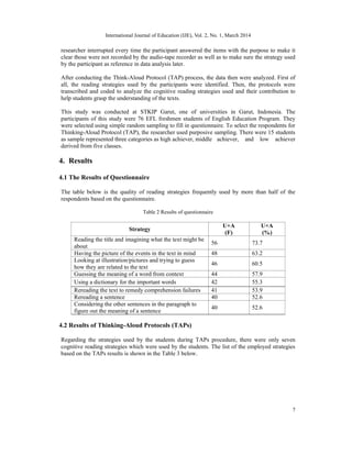 The Use of Cognitive Reading Strategies to Enhance EFL Students ...