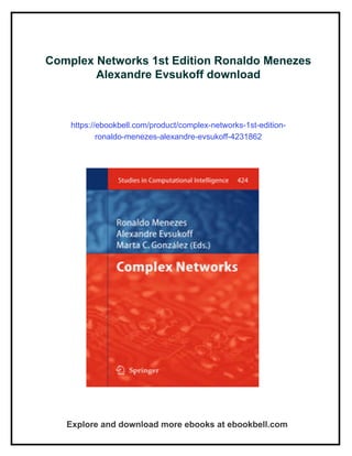 Complex Networks 1st Edition Ronaldo Menezes Alexandre Evsukoff | PDF