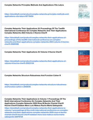 Complex Networks 1st Edition Ronaldo Menezes Alexandre Evsukoff | PDF