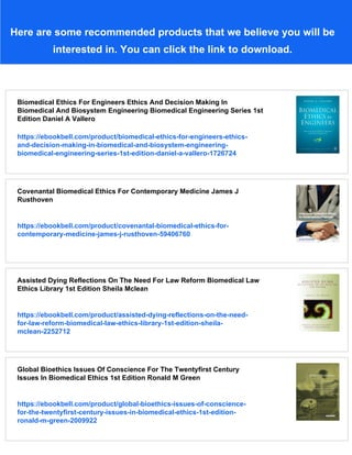Ethics For Biomedical Engineers 1st Edition Jong Yong Abdiel Foo | PDF