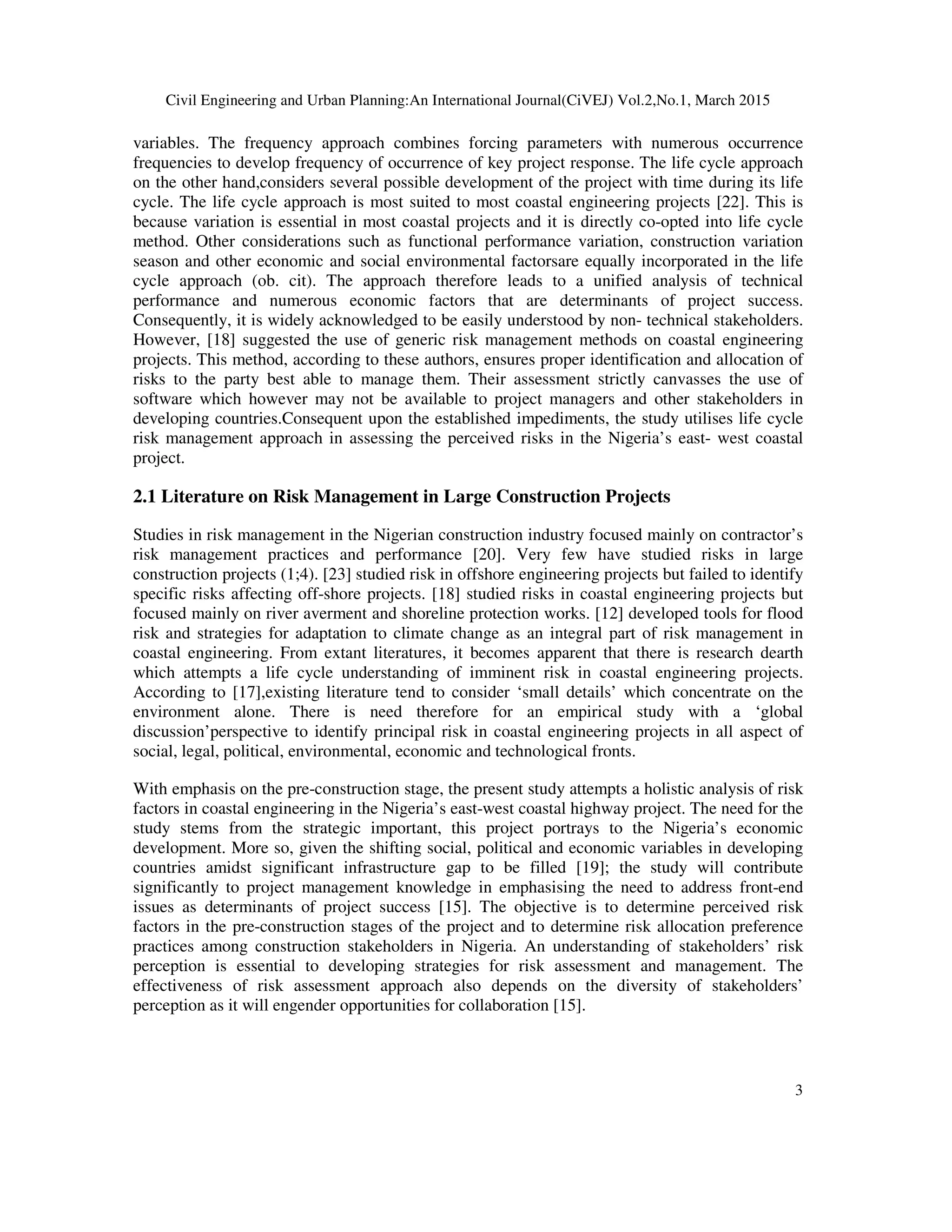 Theoretical Risk Identification within the Nigeria East- West Coastal ...