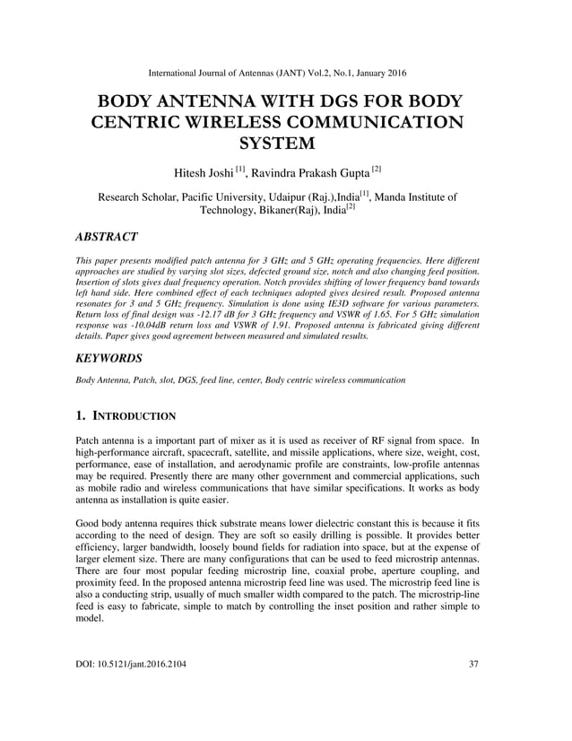 BODY ANTENNA WITH DGS FOR BODY CENTRIC WIRELESS COMMUNICATION SYSTEM PDF