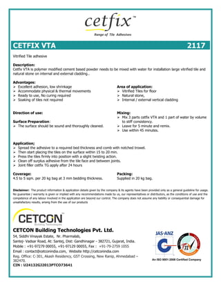 Vitrified Tile adhesive | PDF