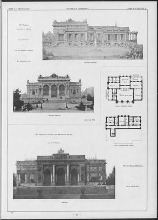 Главный Фасадъ.
Боковой Фасадъ.
113. Проектъ
во е н н а го м узея.
Арх. Стуколкинъ.
113. Un Musée m ilitaire.
M -r S toukolkine, Arch.
Фасадъ.
115. Un Musée^d’Artillerie.
M-r E. V irrich, Arch.
( C m . стр. 84).
Планъ подвальнаго этажа.
Apx. Э. Ф . Виррихъ.
Планъ главнаго этажа.
 