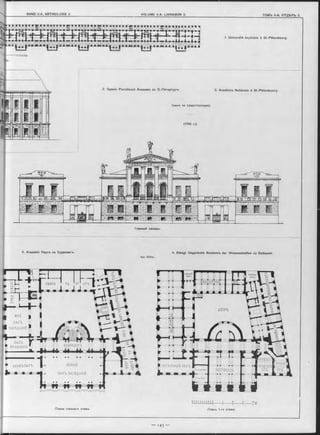 Главный Ф асадъ .
4. Академія Наукъ въ Будапештѣ. 4, Königl. Ungarische Akademie der Wissenschaften zu Budapest.
Apx. S tüler.
3. Зданіе Россійской Академіи въ С.-Петербургъ 3. Académie Nationale à St.-Pétersbourg.
(нынъ не существующее).
(1784 r.).
1. Université Impériale à St.-Pétersbourg.
--------1--------1 -
Плань 1-го этажа.
201«
H M
 