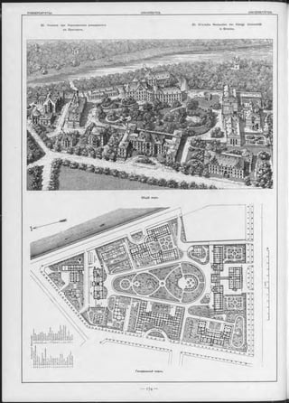 УНИВЕРСИТЕТЫ. UNIVERSITÉS. UNIVERSITÄTEN.
30. Клиника при Королевскомъ университетъ
въ Бреолавлъ.
30. Klinische Neubauten der Königl. Universität
in Breslau.
Генеральный планъ.
Общій видъ.
 