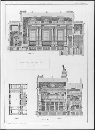 40. Проектъ зданія университета для гор. Capetown.
Архитекторъ AI. Koch.
П л a н ъ. P a з р ъ з ъ.
(См. стр. 184).
 