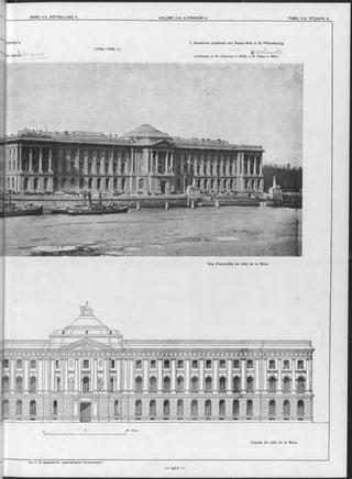 JQ Сллс,-
Façade du côté de la Néva.
N гербургѣ.
/
0 -1 8 0 1 A).
(1764—1788 r.).
1. Académie impériale des Beaux-Arts à St.-Pétersbourg.
A rchitectes: A. Ph. Kokorinov ( f 1772), J. M. Felten ( f 1801).
Vue d’ensemble du côté de la Néva.
 