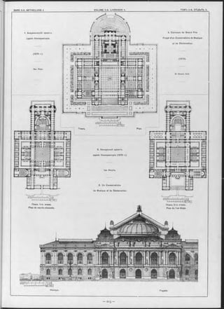 4. Concours du Grand Prix
Projet d’un Conservatoire de Musique
et de Déclamation.
(1879).
M. G ira u lt, Arch.
4. Академическій проектъ
зданія Консерваторіи.
(1879 r.).
Фасадъ. Façade.
Арх. Жиро.
Планъ.
АРШІ'Гі і і і 1і і і і1і 1-н4і САЖ
Plan.
5. Конкурсный проектъ
зданія Консерваторіи (1879 г.).
’ Арх. Blavette.
5. Un Conservatoire
de Musique et de Déclamation.
APllltffH il 111ІІ І 11iT i САЖ~
METRES
Планъ 1-го этажа.
Plan du rez-de-chaussée.
APlllffl 1111il |П 111i l i CAI
Î1„Æ,METRES
Плань 2-го этажа.
Plan du 1-er étage.
 