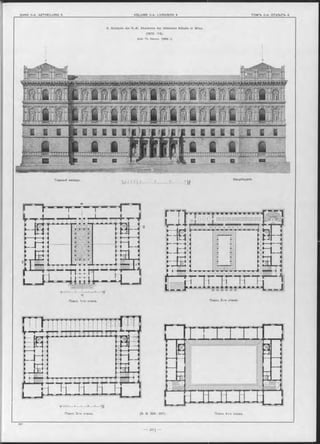 6. Gebäude der K.-K. Akademie der bildenden Künste in Wien.
(1 872-76).
Arch. Th. Hansen. (1885 f).
Планъ 1-ro этажа. Планъ 2-го этажа.
Планъ 3-го этажа. (S. S. 204—207). Планъ 4-го этажа.
 