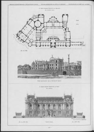 8. Зданіе Академіи Художествъ въ Дрезденъ.
Арх. C onstantin Lipsius.
Общій перспективный видъ съ Брюлевской терассы.
9. Зданіе Академіи Художествъ въ Лиллъ.
Арх. J. Bréasson.
(См. стр. 209—210). Главный Фасадъ. (V. р. 209—210).
(См, стр. 209).
 