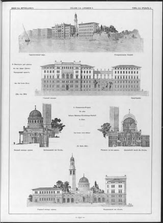 Перспективный видъ. Perspectivische Ansicht.
3. Институтъ для д-ьвицъ
въ гор. Цара (Далм.).
Конкурсный проектъ.
Apx. K arl Susan (Въна).
(См. стр. 290).
Главный Фасадъ. Hauptfaçade.
3. Concurrenz-Project
für eine
höhere Mädchen-Erziehungs-Anstalt
in Zara.
Karl Susan Arch.’ (W ien).
Боковой Фасадъ церкви. Seitenansicht der Kirche.
(S. Seite 290).
Разр-ьзъ по оси церкви. Querschnitt durch die Kirche.
Главкый Фасадъ церкви. Hauptansicht der Kirche.
 