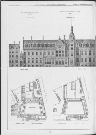 23. Учительская оеминарія въ Брюгге. 28. École normale d’instituteurs à Bruges
(1883 r.). (1883)
Главный Фасадъ. Façade principale.
Планъ 2-го этажа Plan du 1-er étage.Plan du rez-de-chaussée.Планъ 1-го эгажа.
Ш ЕЕГІШ ГГГІ
jвБшоріЙнв!
11Ijl.llЦІШРІ
L . Delacenserie, Arch,
Apx. L Delacenserie.
 