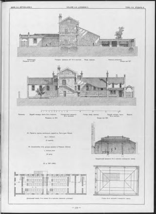 Библіотека. Попереч. разръзъ EF 4-го Флигеля. Разр. навъса. Навъсъ клозетовъ.
Разръзъ no EF. Coupe sur EF.
h — <--------1---------,---------1— |— t—
0 1 2 S 4 5 6 h M
Лроъздъ. Задній Фасадъ части 2-го Флигеля. Поперечный разръзъ Попер. разр. навъса. Задній Фасадъ части Ворота.
3-го Флигеля. 2-го Флигеля.
Разръзъ no GH. Coupe sur GH.
61. Проектъ группы школьныхъ зданій въ Пюто (деп. Сены).
Apx. L. Calinaud.
(2 премія).
61. Construction d’un groupe scolaire à Puteaux (Seine).
L. Calinaud, Arch.
(2 prix).
Лродольный разръзъ 6-го Флигеля (гимнастич. залъ).
(V. р. 3 3 7 -3 4 0 ).
Детальный планъ 1-го этажа 3-го Флигеля (женское училище) Планъ 6-го Ф лигеля (гимнастич. залъ).
 