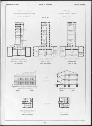 76. Зданіе реальнаго училища
имени Императора Александра III въ г. Гатчинчь.
Проект. Гражд. Инж. H. В. Дмитріевъ.
(См стр. 354).
76 École Réale
de l’Empereur Alexandre III à Gatchina.
N. Dm itriev, Ing. Oiv.
1' - f - f - f r - f-
Планъ подвала и цокольнаго этажа.
Plan du souterrain.
Планъ 1-го этажа.
Plan du rez-de-chaussée.
I’..f - f - P - r - r r^ -
Планъ 2-го этажа.
Plan du 1-er étage.
Д о м ъ
для служащихъ.
■4 'I'Î i r- i I i r f-
Фасадъ. Façade. Разръзъ. Coupe.
Планъ 1-го этажа.
Plan du rez-de-chaussée.
Планъ 2-го этажа.
Plan du 1-er étage.
 