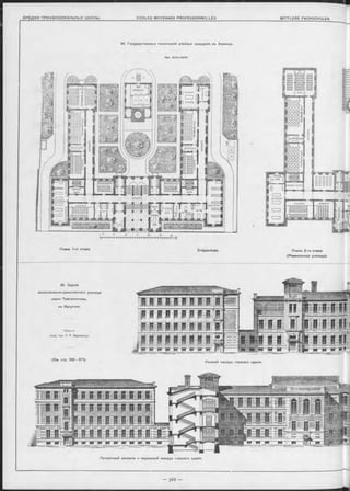 94. Государственныя техническія учебныя заведенія въ Хемниць.
Apx. G ottschaidt.
КОТЕЛЬНАЯ
ГЕОДЕЗИЧ.
■ПРИВОРЫ
УЧИТЕЛЬСК.Ч] ІУЧИТЕЛЬСК1
СВЪТОВОЙ
ДВОРЪ
CBÎT0B0H
ДВОРЪ
корридорЧ
[КОЛЛЕКЩИ
БИБЛЮТЕКА:АУДИТ0РІ5Т
КАРТЬіарти.Ра
УЧИТШ.
Планъ 1-го эташа Erdgeschoss. Планъ 2-го этажа.
(Ремесленное училище).
95. Зданіе
воспитательно-ремесленнаго училища
имени Трапезникова,
въ Иркутскъ.
Проектъ
Акад. Apx. P. Р. МарФельда.
(См. стр. 366-371).
Лицевой Ф а с а д ъ главнаго зданія.
Поперечный разръзъ и надворный Ф а са д ъ главнаго здаиія.
 