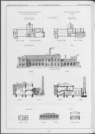 95. Зданіе воспитательно-ремесленнаго училища
имени Трапезникова въ Иркутск-ь.
95. École des Métiers Trapeznikov
à Irkoutsk.
Предварительный проѳкгъ
Акад. Apx. P. P. МарФельда.
(C m . стр. 366—371). P ro je t prélim inaire.
R. M arfeld, Arch. Acad.
Планъ 1-го этажа. Plan du rez-de-chaussée. Планъ 2-ro этажа.
im i i i м i
Plan du 1-er étage..
Зданіе мастерскихъ. Atelier
Фасадъ. Façade.
Разр-ьзъ. Coupe.Разрьзъ. Coupe.
Планъ. Plan. Фасадъ. Façade. Разръзъ. Coupe.
 