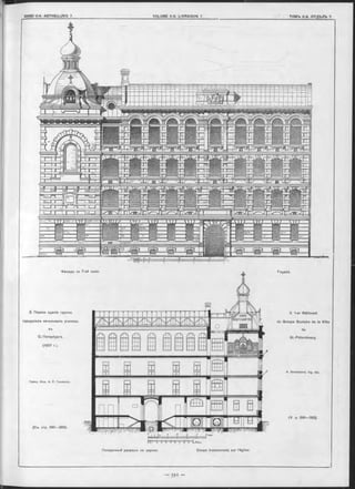 Фасадъ no
2. Первое зданіе группы
городскихъ начальныхъ училищъ
въ
С.-Петербургъ.
(1897 г.).
Гражд. Инж. A. Р. Гешвендъ.
(См. стр. 390—393).
Поперечный разръзъ по церкви. Coupe transversale sur l’église.
Façade.
2. 1-er Bâtiment
du Groupe Scolaire de la Ville
de
St.-Pétersbourg.
A. Geschwend, Ing. Civ.
(V. p. 39 0-39 3).
 