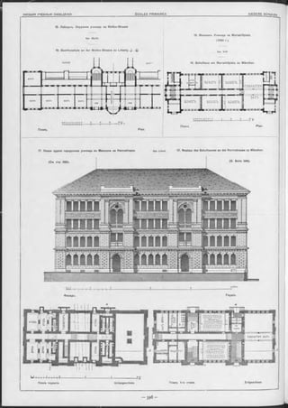 — КЛАСС
FFti~ H +
КАРІЦЕР
ГИМНАСТИЧ ЗАЛЪ
Œ t+ if44± B
,-г^КЛАССЪт
EEËË±hEB
г ш т ш т а
Гк в а р т и р і НАДЗИРдТ
КВАРТИРА
I ■НАІЗИРАТЕЛЯ КЛАССЪ КЛАССЪ.
ГИМНАСТИЧ.
ЗАЛЪ
КЛАССЪ КЛАССЪ КЛАССЪ.
17. Новое зданіе городскихъ училищъ въ Мюнхень на Herrnstrasse. дрх. LSwal. 17. Neubau des Schulhauses an der Herrnstrasse zu München.
» . « ! ,0 !0 X w /fe ts r .
M«l— i— i— I— I— I— I— I— I— I— I-------------------------------------H--------------------------------------1----------------------------------— I
Фасадъ. Façade.
■r ii 11 r------------------1------------------+------------------m
Планъ подвала. Untergeschoss. Планъ 1-го этажа. Erdgeschoss.
15. Лейпцигъ. Окружное училище на Moltke-Strasse
Арх. M oritz.
15. Bezirksschule an der Moltke-Strasse zu Leipzig. JJ ь jjj
Plan.
16. Мюнхенъ. Училище на Mariahilfplatz.
(1880 r.).
Apx Voit.
16. Schulhaus am M ariahilfplatz zu München.
Plan.
ДѢВ0Ч'—
Планъ.
Планъ
 
