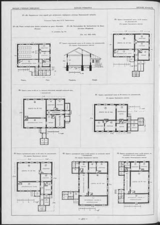 27—39. Нормальные типы зданій для начальныхъ народныхъ училищъ Ярославской губерніи.
Составлены Гражд. Инж. Н. Ю. Лермонтовымъ.
27—39. Plans normale pour écoles primaires au gouv. d’Iaroslav. 27—39. Normalpläne für Volksschulen im Gouv.
(Russie). ______ Jaroslaw (Russland).
N. Lerm ontov, Ing. Civ.
(См. стр. 403—404).
27. Проектъ одноклассной школы на 4 0 чѳловъкъ (съ раздьвальной).
(П о нормамъ Н ижегородскаго зѳмства).
28. Проѳктъ одноклассной школы на 4 0 человъкъ
(съ раздъвальной)
(По нормамъ Ярославскаго земства).
Разръзъ. Coupe.Планъ.
z u --------
Plan.
29. Проектъ школы на 6 0 чел съ народной библіотѳкой, имъющѳй огдъльный ходъ,
и раздъвальной
30. Проектъ одноклассной школы на 4 0 человъкъ (съ раздъвальной).
(По нормамъ Ярославскаго земства).
•Tûû.
классъ на 40 чел.
квартира
I 1 I — I0 / г ccLofe.
31.
Г )3.
Проектъ одноклассной школы на 6 0 челов. (съ раздъвальной).
(П о нормамъ Ярославскаго земства).
__________ Ѵ/<?._______________ 2 ./ f-------
32. Проѳктъ одноклассной школы на 6 0 человъкъ съ ночлежной,
и рѳкреаціонная.
(По нормамъ Ярославскаго земотва).
33. Проѳктъ одноклассной школы на 6 0 человъкъ, оъ
ночлѳжной, она-же и рѳкреаціонная.
(По нормамъ Нижѳгородскаго зѳмства).
к у х н я
учителяквартира
клаесъ на 60 чел.
ночлежная она-же и
рекреаціонная*
 