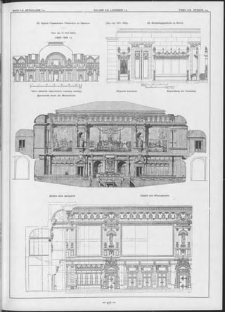 32. Зданіе Германскаго Рейхстага въ Берлинъ (См. стр. 447—453). 32. Reichstagsgebäude zu Berlin.
ПрОФ Apx. D-r Paul W allot.
(1882—1894 r.).
0 S / 0 / 5 20 SS 3o i r
' H H I I -H l' i 1 I i i 1 M H М 4 -Н Ж - 1 Н - Ж Н [y|
Часть разръ за параллельно главному Фасаду.
Querschnitt durch die W andelhalle.
Обдълка аванзала. Bearbeitung des Vorsaales.
Детали зала засъданій Details vom Sitzungssaale.
 