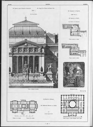24. Проектъ музея Изящныхъ Иокуоотвъ. 24. Projet d’un Palais des Beaux Arts.
(1867 r.).
Apx. Ém ile Bénard.
26. Акваріумъ въ Берлинѣ.
(1867—69 r.).
26. Aquarium in Berlin.
Apx W ilhelm Lüer (Hannover).
Планъ верхняго этажа
•a*№’
Часть главнаго Фасада. Внутренній видъ.
Планъ нижняго этажа.
26. Музей въ Лейпцигь.
26. Städtisches Museum zu Leipzig.
Apx.
Ludw ig Lange & Licht.
Планъ 1-го этажа. Планъ 2-го этажа. Планъ верняго этажа средней части здан'
 