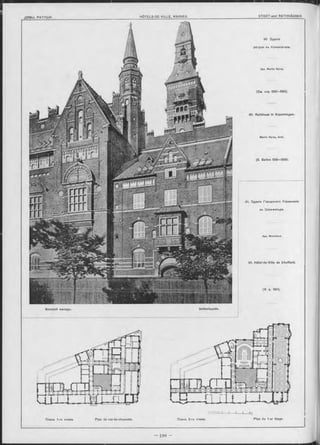 90 Зданіе
ратуши въ Копенгаген-ь.
Apx. M artin Nyrop.
(См. стр. 588—589).
90. Rathhaus in Kopenhagen.
M artin Nyrop, Arch.
(S. Seiten 588—589).
91. Зданіе Городского Управленія
въ Ш ѳ ф ф и л ьдѣ.
Apx. M ountford.
91. Hôtel-de-Ville de Sheffield.
Планъ 1-го этажа. Plan du rez-de-chaussée.
Боковой Фасадъ. Seitenfaçade.
(V. р, 591).
Планъ 2-го этажа.
-ТМ
Plan du 1-er étage.
 