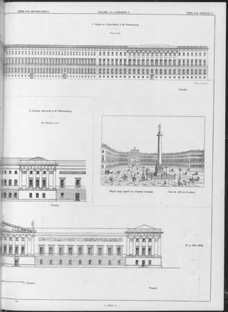 1 Palais de l’Etat-Major à St-Pétersbourg.
Rossi, Arch.
Façade.
2. Grande Amirauté à St.-Pétersbourg.
M-r Zakharov, Arch.
(V. p. 620— 626).
г<і Ccu'teetib
2А/<глкoùmиколч.
Façade.
Общій видъ зданія co стороны площади. Vue du côté de la place.
 