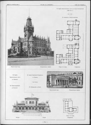 31. Зданіе Приоутотвенныхъ мъстъ въ Гроссъ-Лихтер®ельде.
(1894— 95 г.).
Арх. H. B ohl.
31. Amtshaus zu Gross-Lichterfelde
Перспективный видъ. Perspectivische Ansicht. Планъ 1-го этажа. Erdgeschoss.
Планъ 1-го этажа.
Erdgeschoss.
32. Зданіе
Присутственныхъ мъстъ
въ Камерумъ.
32. Regierungsgebäude
zu Kamerum.
33. Зданіе Королевской Гауптвахты
въ Берлинъ.
Арх. Schinkel.
32. Königswache zu Berlin.
Перспективный видъ. Perspectivische Ansicht.
Фасадъ. Façade.
 