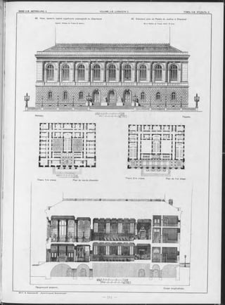 Coupe longitudinale.
42. Конк. проектъ зданія судебныхъ учрежденій въ Ш арлеруа
А р х и т . V ild ie u & T ira u t (2 прем.).
Façade.
42. Concours pour un P a la is de Ju stice à Charleroi.
M -rs V ild ie u & T ira u t, A rc h . (2 p rix )
Ф асадъ .
Планъ 2-го этажа.
Продольный разръзъ.
Plan du rez-de-chaussée.
Plan du 1-er étage-
 