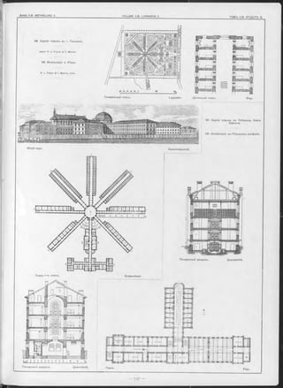 Plan.
ШѴ/лТіТі т
Генералычый планъ.
Erdgeschoss.
Gesammtansicht.
58. Зданіе тюрьмы въ г. Пильзенъ.
А р х и т . E. ѵ* T r o ja n & F . M aurus.
58. S tra fa n sta lt in Pilsen.
E. v. T ro ja n & F. M a u ru s , A rc h .
Планъ 1-го этажа.
w ! t ? r f -t м ? t , f , ? , fr
Поперечный разръзъ. Querschnitt. Планъ.
59. Зданіе тюрьмы въ Плёцензе, близъ
Берлина.
59. S tra fa n sta lt am Plötzensee, bei Berlin.
Lageplan. Детальный планъ.
Поперечный разръзъ. Q uerschnitt.
Общій видъ.
 