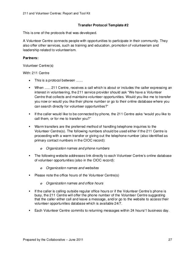 211 and volunteer centre services report and toolkit june 2011