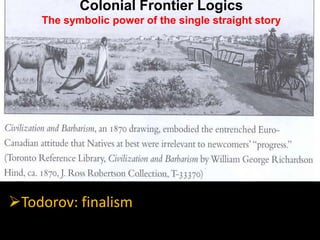 Colonial Frontier Logics
The symbolic power of the single straight story

Todorov: finalism

 