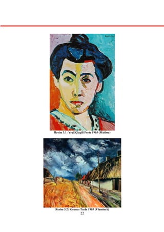 Resim 3.1: Yeşil Çizgili Porte 1905 (Matisse)




Resim 3.2: Kırmızı Tarla 1905 (Vlaminck)
                     22
 