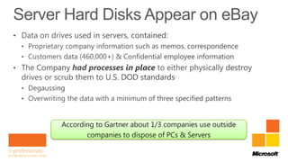 According to Gartner about 1/3 companies use outside
       companies to dispose of PCs & Servers
 