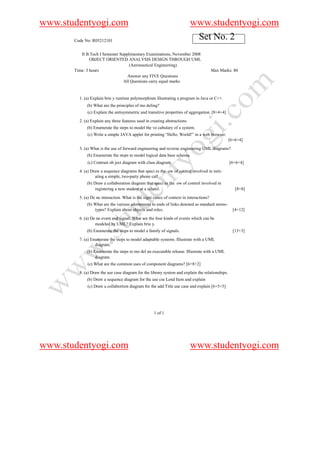 212101 Object Oriented Analysis Design Through Uml | PDF